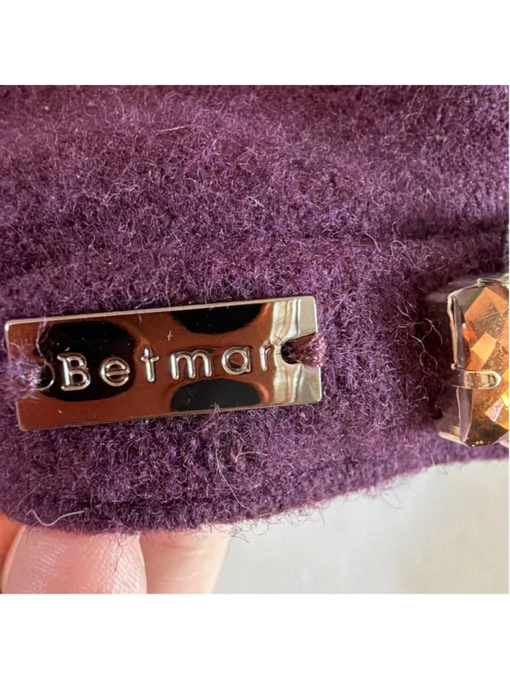 Betmar Hats Rhinestone Baker Boy Cap - Berry
